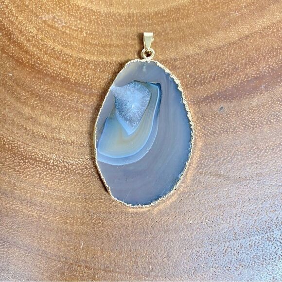 Gold Plated Geode Slice Pendants - Picture 3 of 3